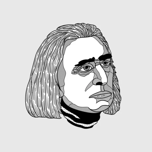 Franz Liszt Ilustração Vetorial Desenhada Mão —  Vetores de Stock