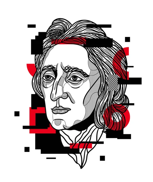 Líneas Vectoriales Ilustración Dibujada Mano Clásica Locke — Vector de stock