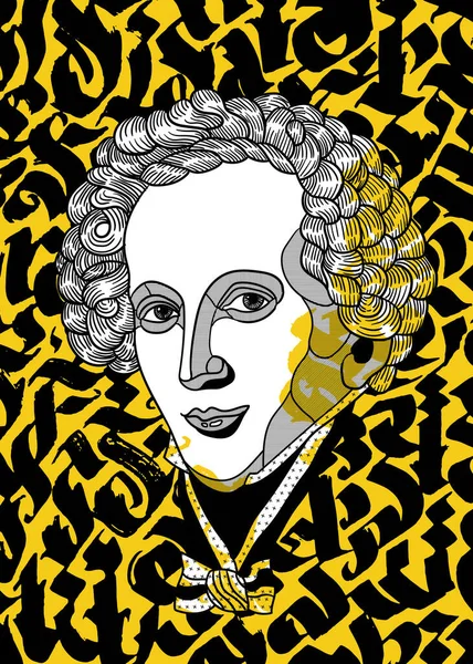 Vektör Çizgileri Klasik Çizimi Illüstrasyon Mendelssohn — Stok Vektör