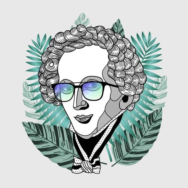 Linhas Vetoriais Ilustração Clássica Desenhada Mão Mendelssohn — Vetor de Stock