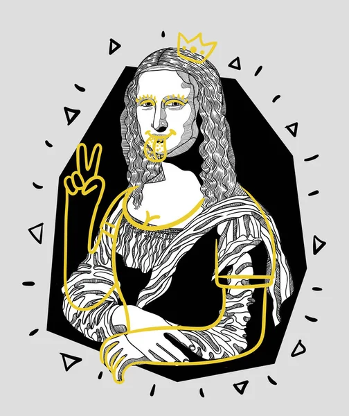 Vektör çizgileri klasik el çizimi illüstrasyon. Mona Lisa. 