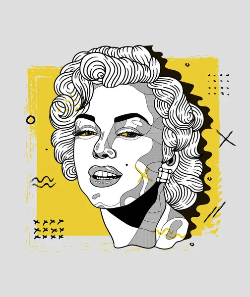 Vektorlinien Klassische Handgezeichnete Illustration Monroe — Stockvektor