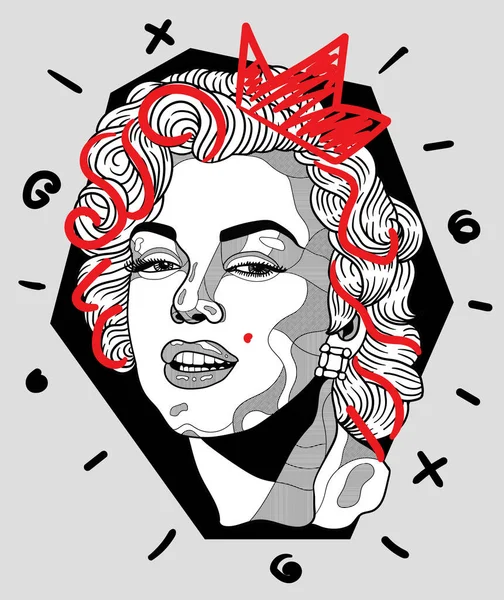 Vektör çizgileri klasik el çizimi illüstrasyon. Monroe.