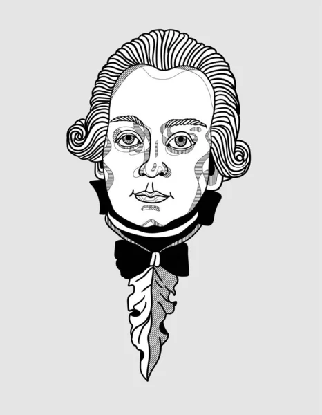 Mozart Ritratto Composizione Creativa Illustrazione Vettoriale — Vettoriale Stock