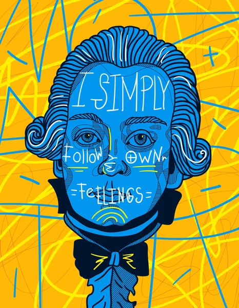 mozart portresi, yaratıcı kompozisyon, vektör illüstrasyonu