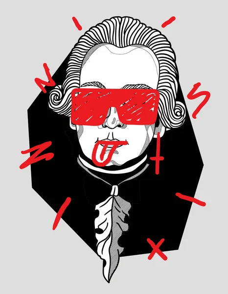 Mozart Occhiali Sole Ritratto Composizione Creativa Illustrazione Vettoriale — Vettoriale Stock
