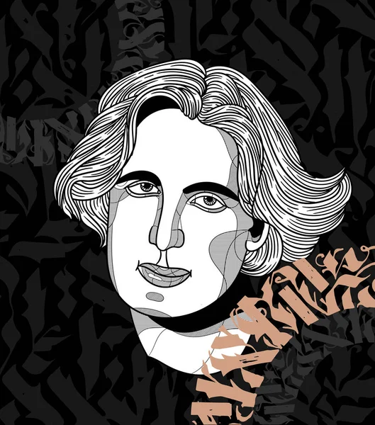 Líneas Vectoriales Ilustración Dibujada Mano Clásica Oscar Wilde — Vector de stock