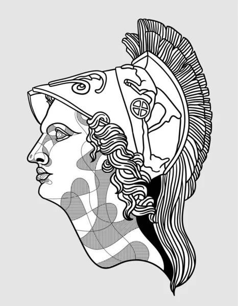 Pallas Athena Portrait Creative Composition Vector Illustration — 스톡 벡터