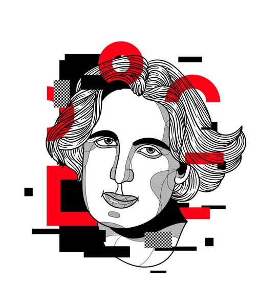 Lignes Vectorielles Illustration Classique Dessinée Main Oscar Wilde — Image vectorielle