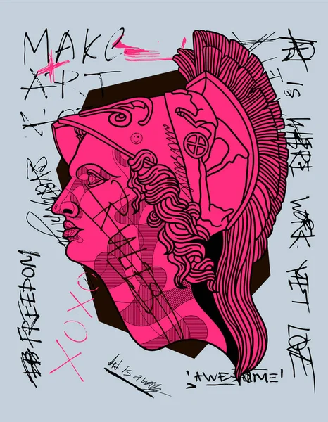 Portrait Pallas Athena Composition Créative Illustration Vectorielle — Image vectorielle