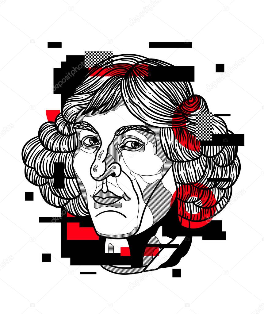 Vector lines classical hand drawn illustration. kopernikus