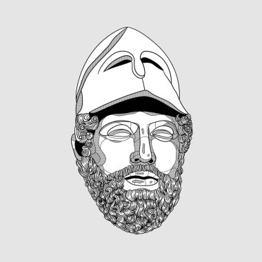 Vektör çizgileri klasik el çizimi illüstrasyon. Genç Pericles.