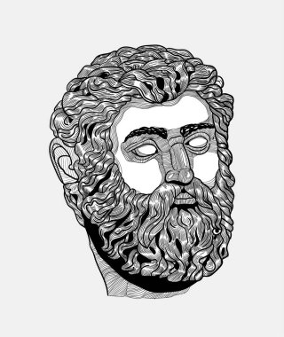 Vektör çizimi el çizimi. poseidon