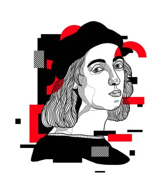 Vektör çizgileri klasik el çizimi illüstrasyon. Raphael.