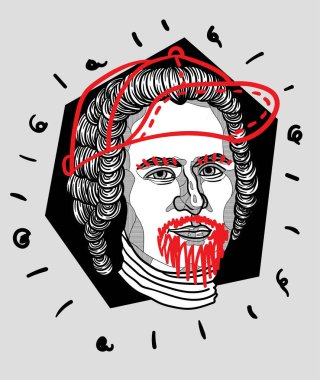 Vektör çizgileri klasik el çizimi illüstrasyon. Jean-Jacques Rousseau