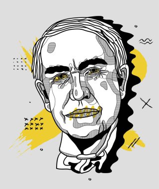 Vektör çizgileri klasik el çizimi illüstrasyon. Thomas Edison 