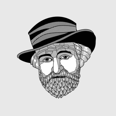 Vektör çizgileri klasik el çizimi illüstrasyon. Giuseppe Verdi Portresi