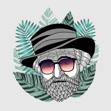 Vektör çizgileri klasik el çizimi illüstrasyon. Giuseppe Verdi Portresi