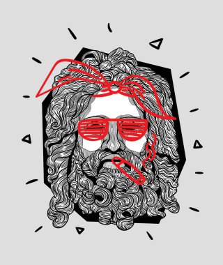 Vektör çizgileri klasik el çizimi illüstrasyon. zeus 