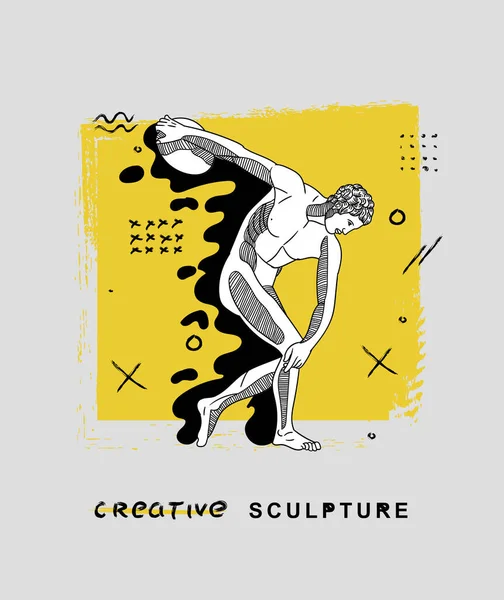 Discobolus Klasický Vektorový Ilustrace — Stockový vektor