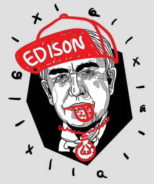 Vectorlijnen Klassieke Handgetekende Illustratie Heer Thomas Edison — Stockvector