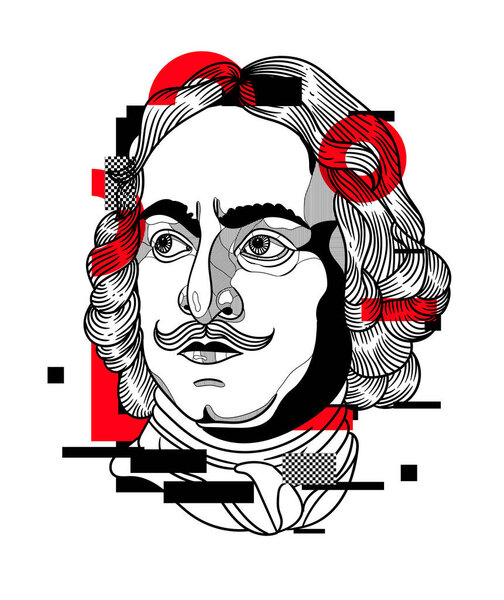 Векторные линии классическая ручная иллюстрация. Петр I.