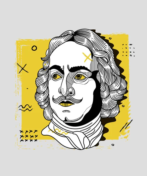 Líneas Vectoriales Ilustración Dibujada Mano Clásica Pedro Grande — Vector de stock