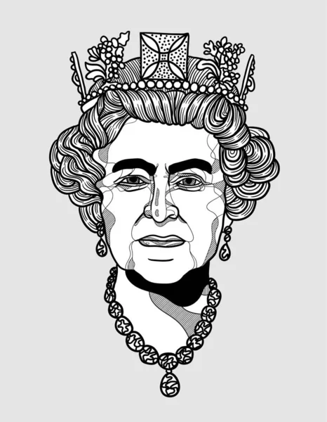 Vektör çizimi el çizimi. Kraliçe II. Elizabeth