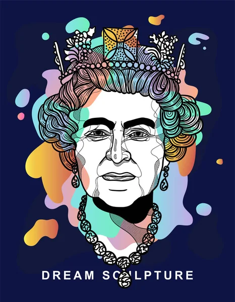 Vektör çizimi el çizimi. Kraliçe II. Elizabeth