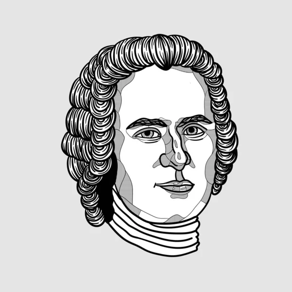 Líneas Vectoriales Ilustración Dibujada Mano Clásica Jean Jacques Rousseau — Vector de stock