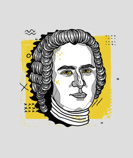 Vektorlinien Klassische Handgezeichnete Illustration Jean Jacques Rousseau — Stockvektor