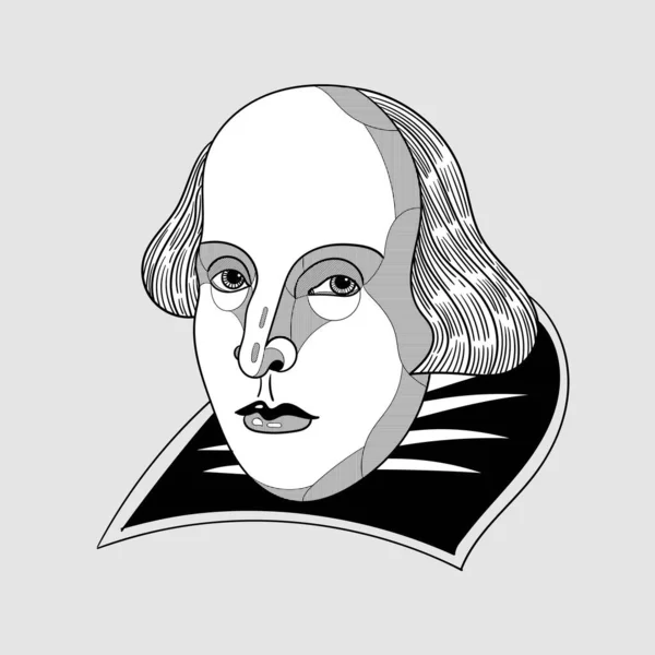 Líneas Vectoriales Ilustración Dibujada Mano Clásica Shakespeare — Vector de stock