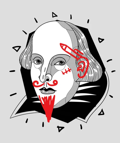 Lignes Vectorielles Illustration Classique Dessinée Main Shakespeare — Image vectorielle