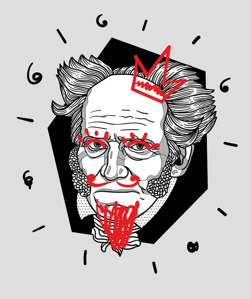 Arthur Schopenhauer Vector Linie Klasyczne Ręcznie Rysowane Ilustracja — Wektor stockowy