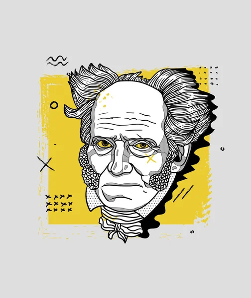 Arthur Schopenhauer Klasik Çizimi Çizimleri Çiziyor — Stok Vektör