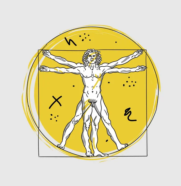 Vitruvian Man Created Leonardo Vinci — Stock Vector