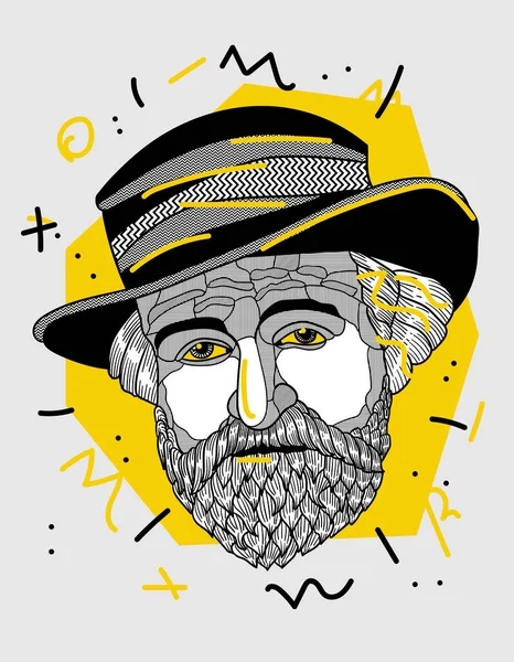 Vectorlijnen Klassieke Handgetekende Illustratie Giuseppe Verdi Portret — Stockvector