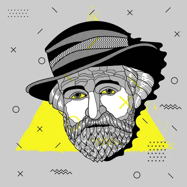 Linhas Vetoriais Ilustração Clássica Desenhada Mão Giuseppe Verdi Retrato — Vetor de Stock