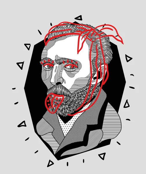 Vectorlijnen Klassieke Handgetekende Illustratie Vincent Willem Van Gogh — Stockvector