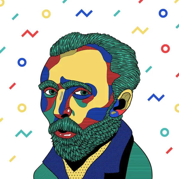 Vektör çizgileri klasik el çizimi illüstrasyon. Vincent Willem van Gogh