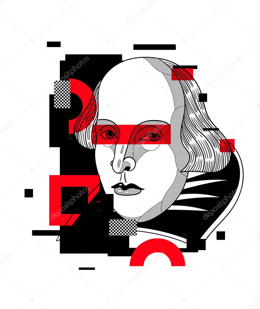 Vector lines classical hand drawn illustration. shakespeare