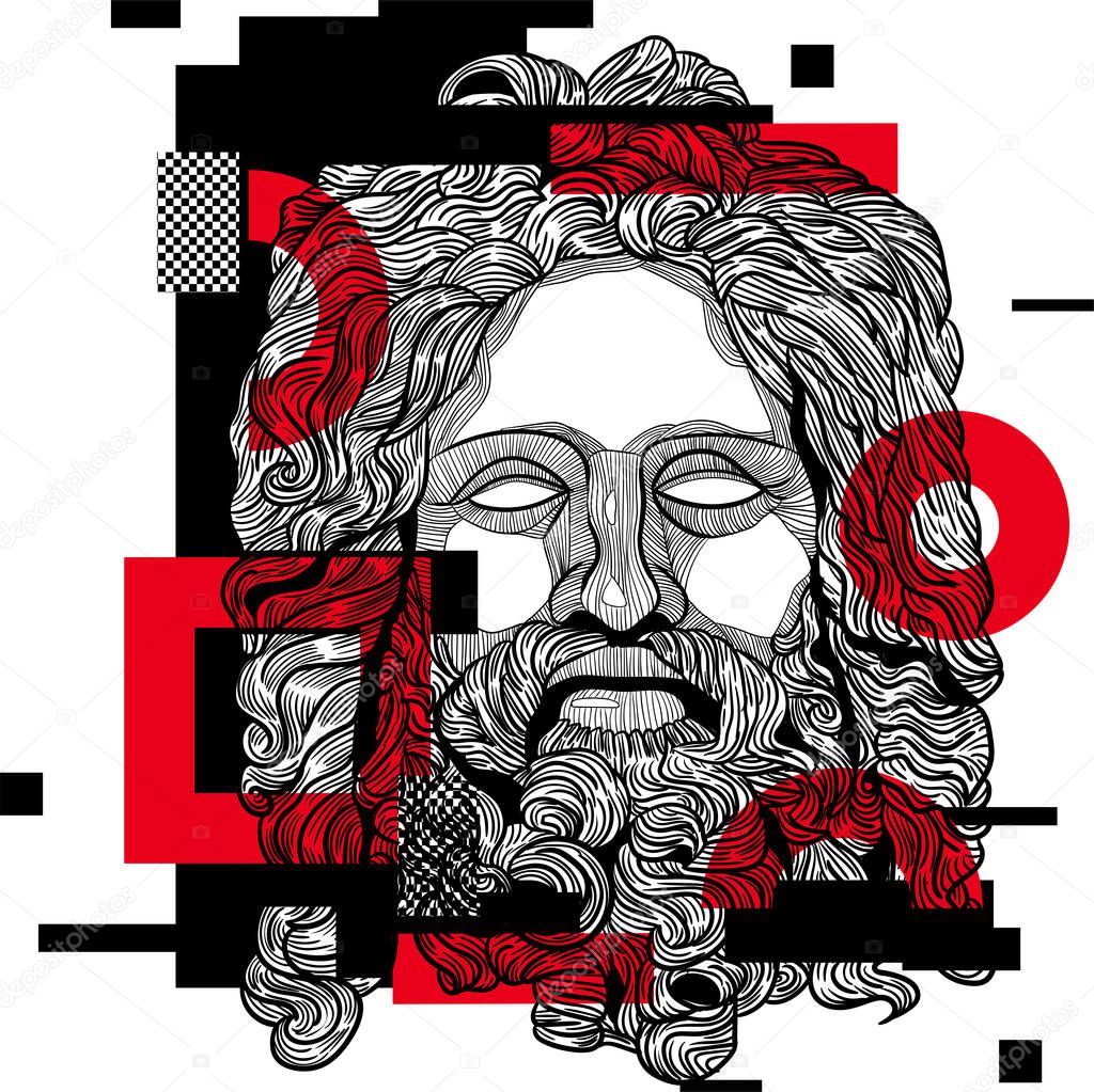 Vector lines classical hand drawn illustration. zeus