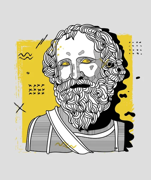 Archimedes Estatua Griega Vector Illustratopn — Archivo Imágenes Vectoriales