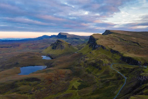 Západ Slunce Ostrově Quiraing Isle Skye Spojeném Království Pořízený Srpnu — Stock fotografie