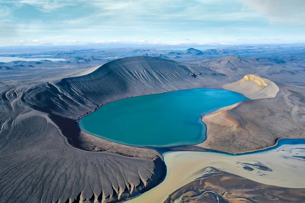 Skyggnisvatn Kráter Izlandi Felföldön 2020 Augusztusában Expozíciós Zárójelben Feldolgozva — Stock Fotó