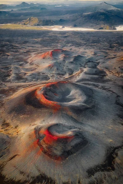 Vulkánkráter Izlandi Felföldön 2020 Augusztusában Expozíciós Zárójelben Történő Feldolgozás Után — Stock Fotó
