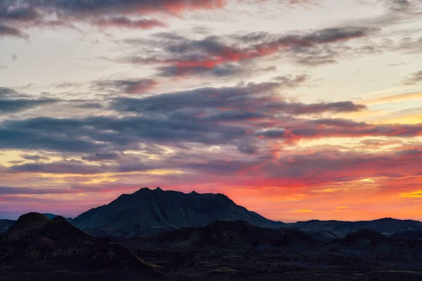 Sonnenuntergang Über Dem Isländischen Hochland September 2020 Nachbearbeitet Mit Belichtungsklammern — Stockfoto