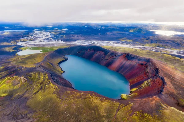 Felföld Dél Izlandon 2020 Augusztusában Expozíció Zárójelben Történő Feldolgozását Követően — Stock Fotó