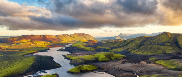 Hochland Süden Islands Aufgenommen August 2020 Nachbearbeitet Mit Belichtungsklammern — Stockfoto