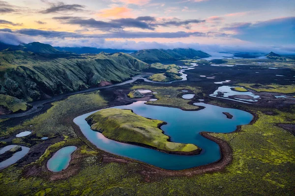 Hochland Süden Islands Aufgenommen August 2020 Nachbearbeitet Mit Belichtungsklammern — Stockfoto